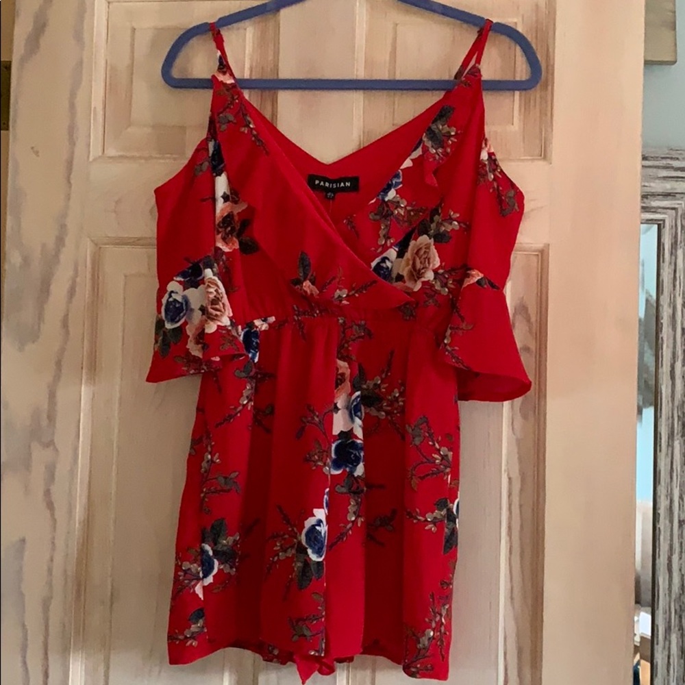 SALE! NWT ASOS Romper Red Flowered Cold Shoulder